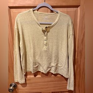 Arie Long Sleeve henley crop OFFLINE by Aerie size Small